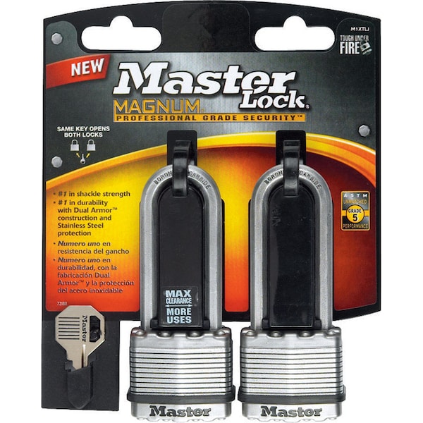 Master Lock Magnum 1-9/16 in. H X 11/16 in. W X 1-3/4 in. L Steel Dual Ball Bearing Locking Weather-, PK2 M1XTLJCCSEN - main